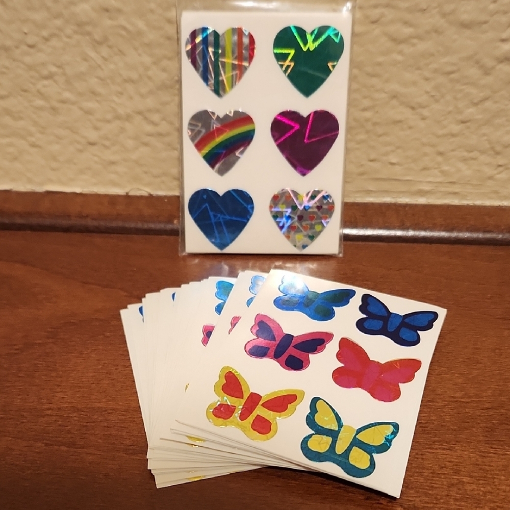 40 Sheets Holographic Heart and Butterfly Stickers